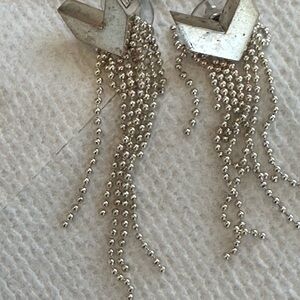 Silver Fringe Drop Earrings - Mignon Faget Chain Tassel Women’s Jewelry